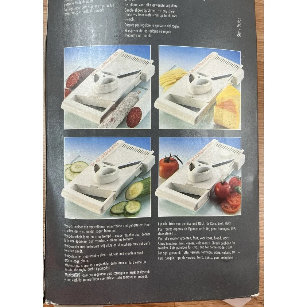 Leifheit Adjustable Vario Slicer Mandoline Stainless Steel Blade Scalloped Edge